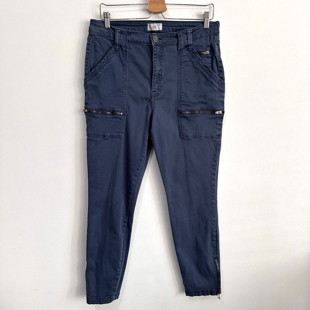 Joie High Rise Park Skinny Pants 14/32 Utility Pocket Ankle Zip Denim Blue Cargo